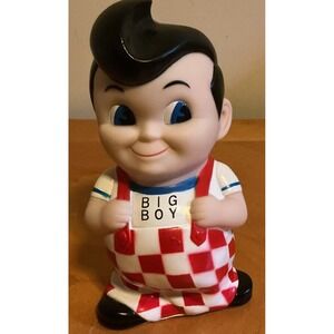 Big Boy Restaurant Plastic Vinyl Figure Bank 8" Vintage 1980's  With Stopper